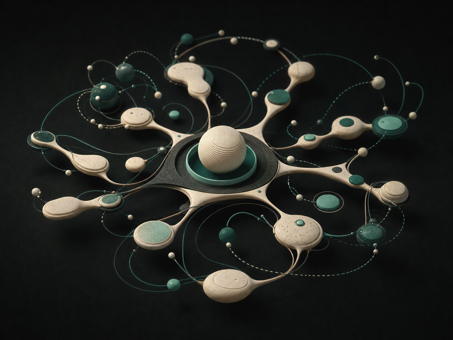 Adaptive MITVS growth system with looping feedback paths and evolving modules.